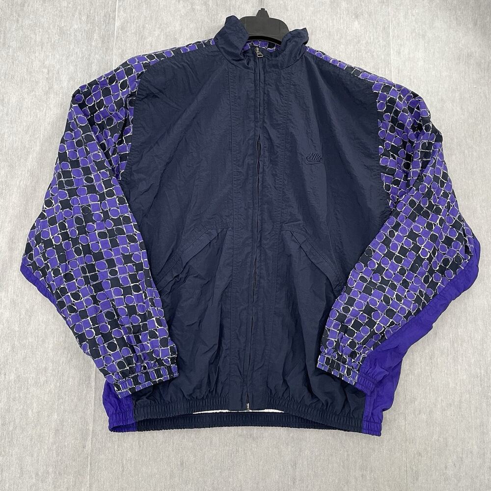 VINTAGE Nike Jacket Womens Medium Purple Full Zip Lined Windbreaker Ladies 10-12